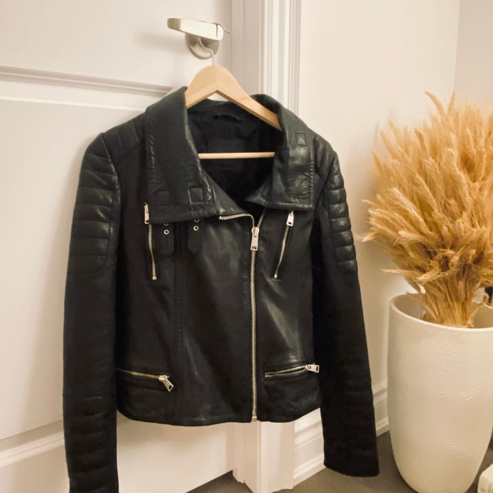 All Saints Black Leather Biker Jacket